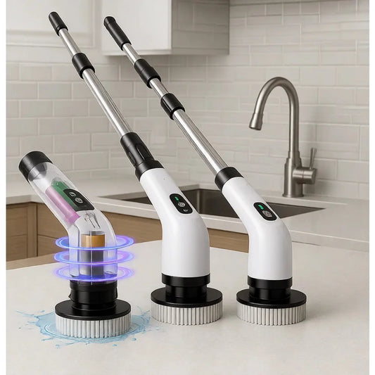 8 in 1 Electric Spin Scrubber for Cleaning Bathroom, 3000mAh Power Scrubber Cordless Cleaner with Long Handle